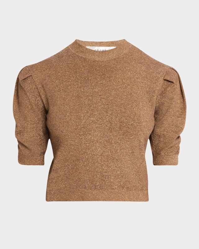 Sparkly Ruched-Sleeve Sweat